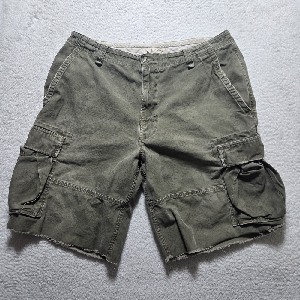Y2k Arizona Jean Company Hawaiian Cargo Shorts Mens Size‎ 38 Distressed Wiskerd